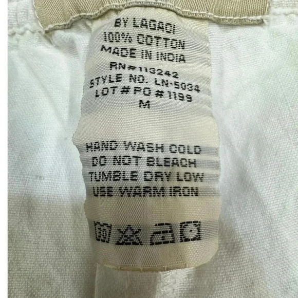 LAGACI White Linen Wide leg Drawstring Pants Side & Back Pockets Size M - Picture 9 of 10